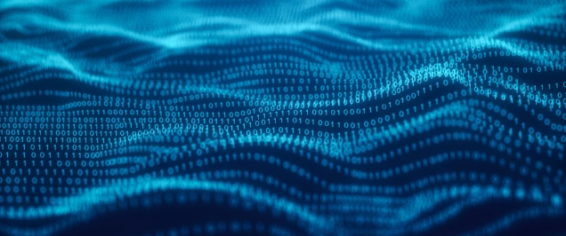 3D illustration Rendering of binary code pattern Abstract background.Futuristic Particles for business,Science and technology background,Blue Background